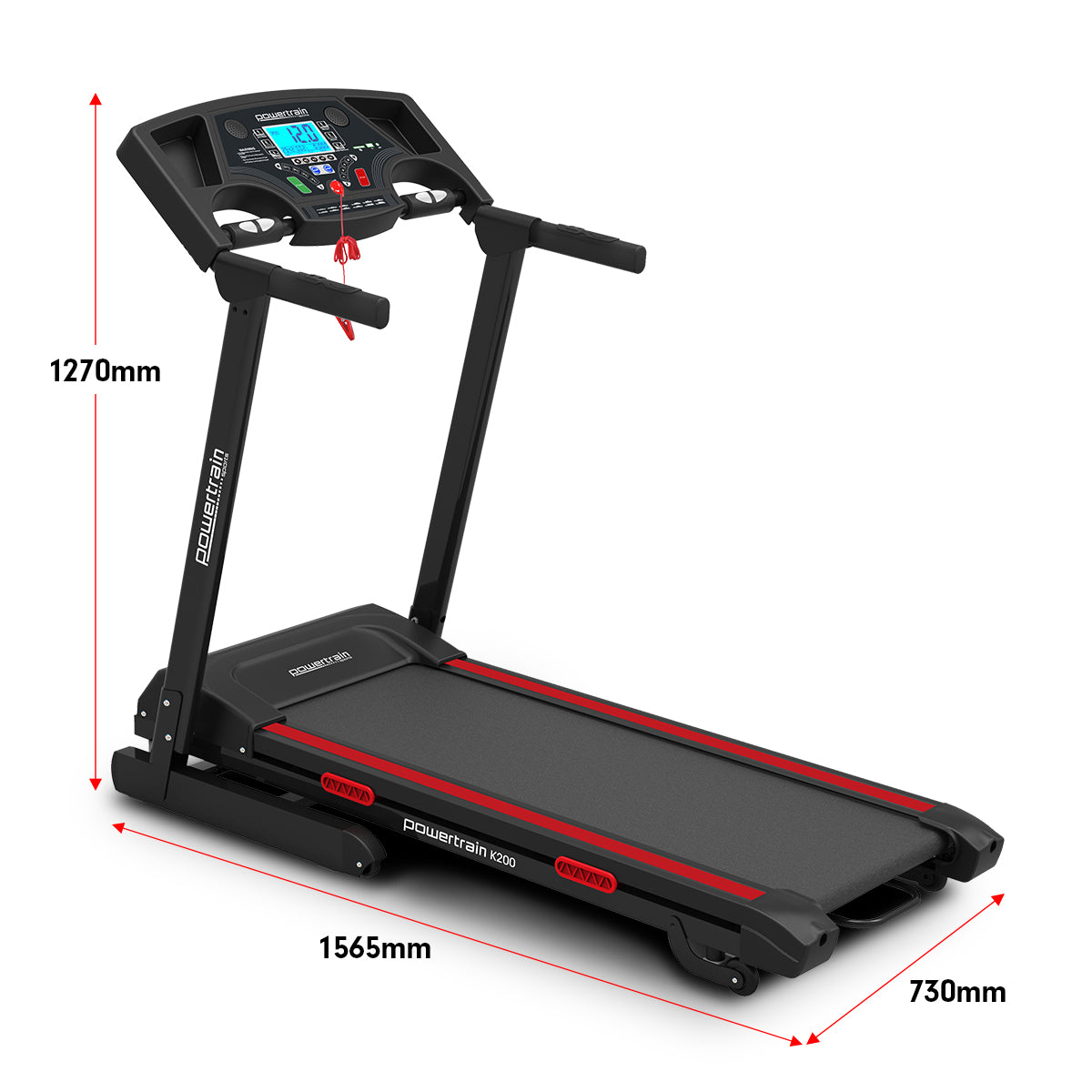 Foldable Electric Treadmill with 15 Levels Incline, 5in LCD - Powertrain