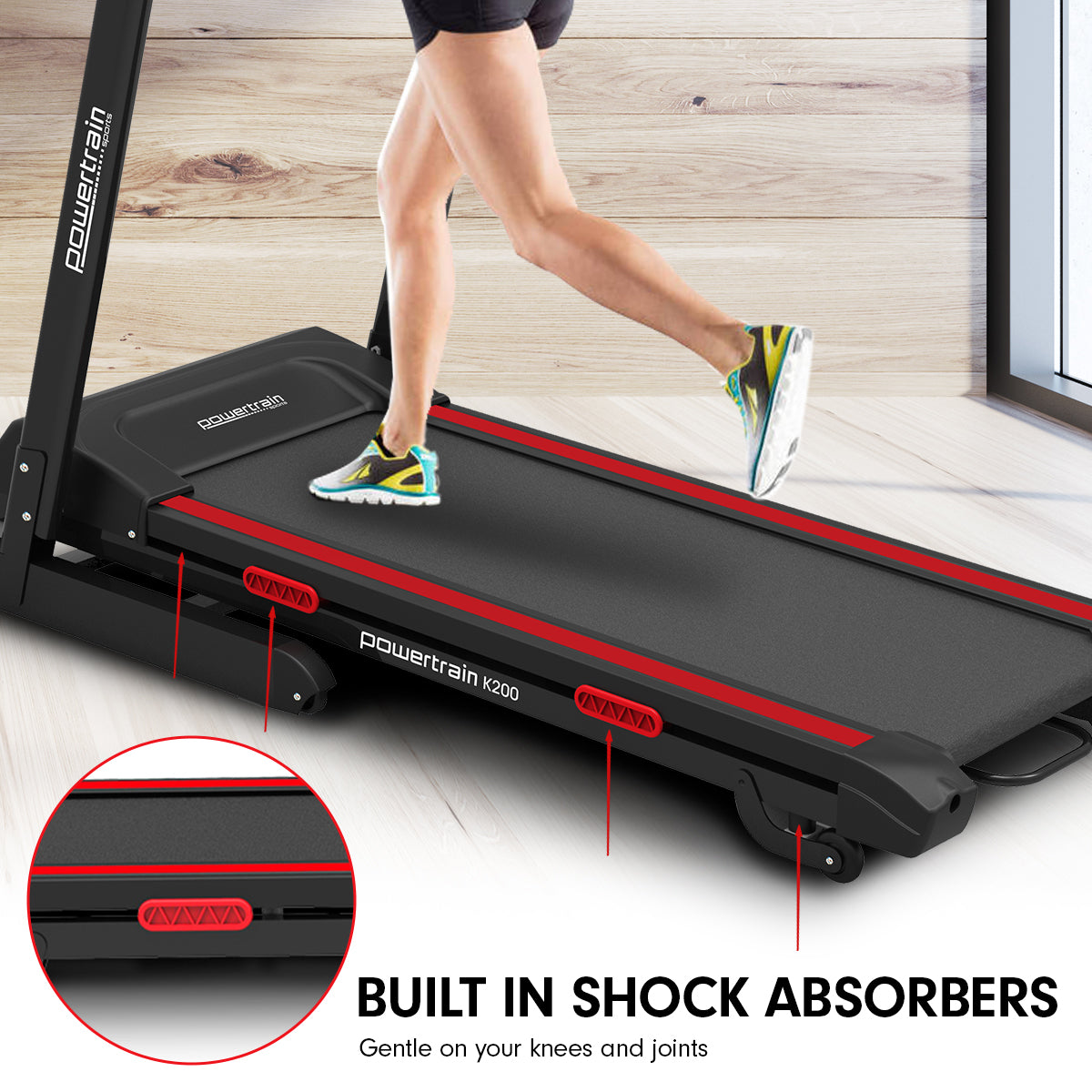 Foldable Electric Treadmill with 15 Levels Incline, 5in LCD - Powertrain