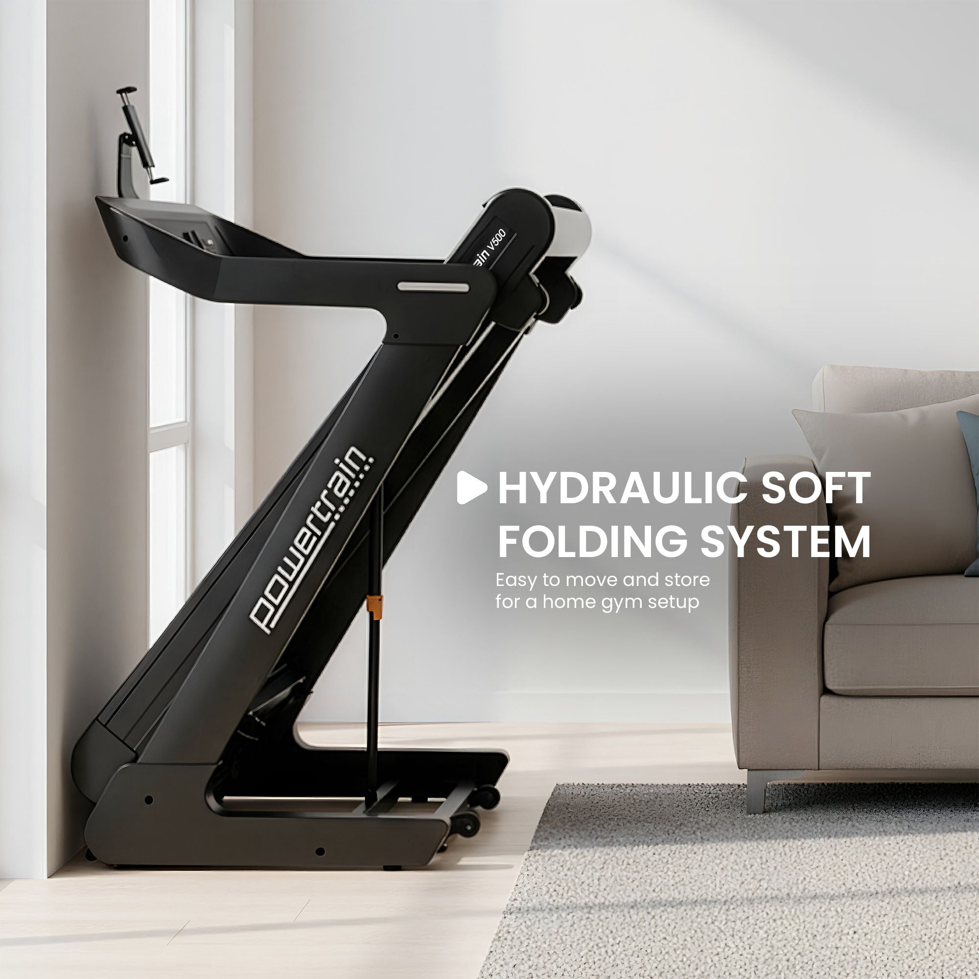 Powertrain V500 3hp Foldable Treadmill Cardio Running Automatic Incline Machine