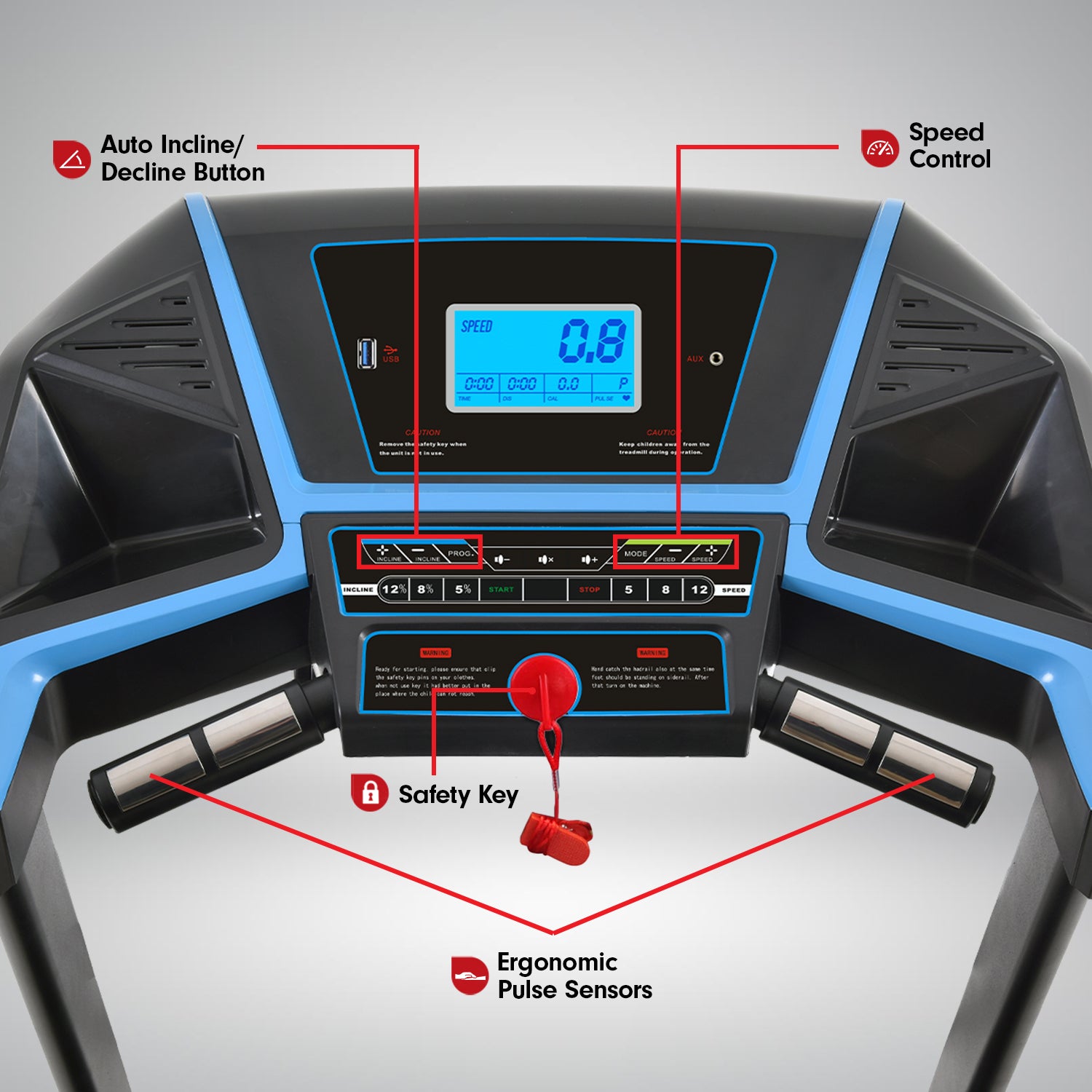 Foldable Treadmill with Incline, LCD, 12 Programs, 2.0 hp Motor