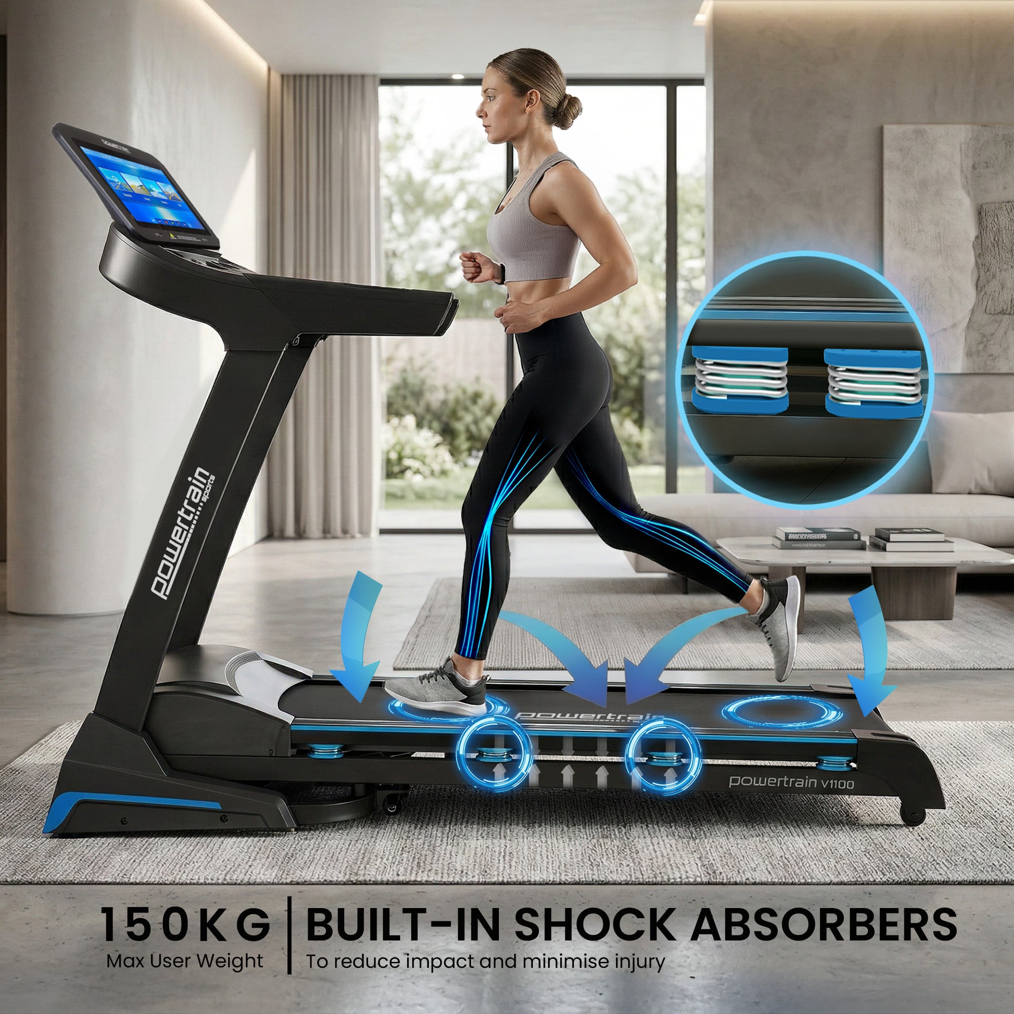 V1100 Treadmill 15.6" Touchscreen WiFi Auto-Incline