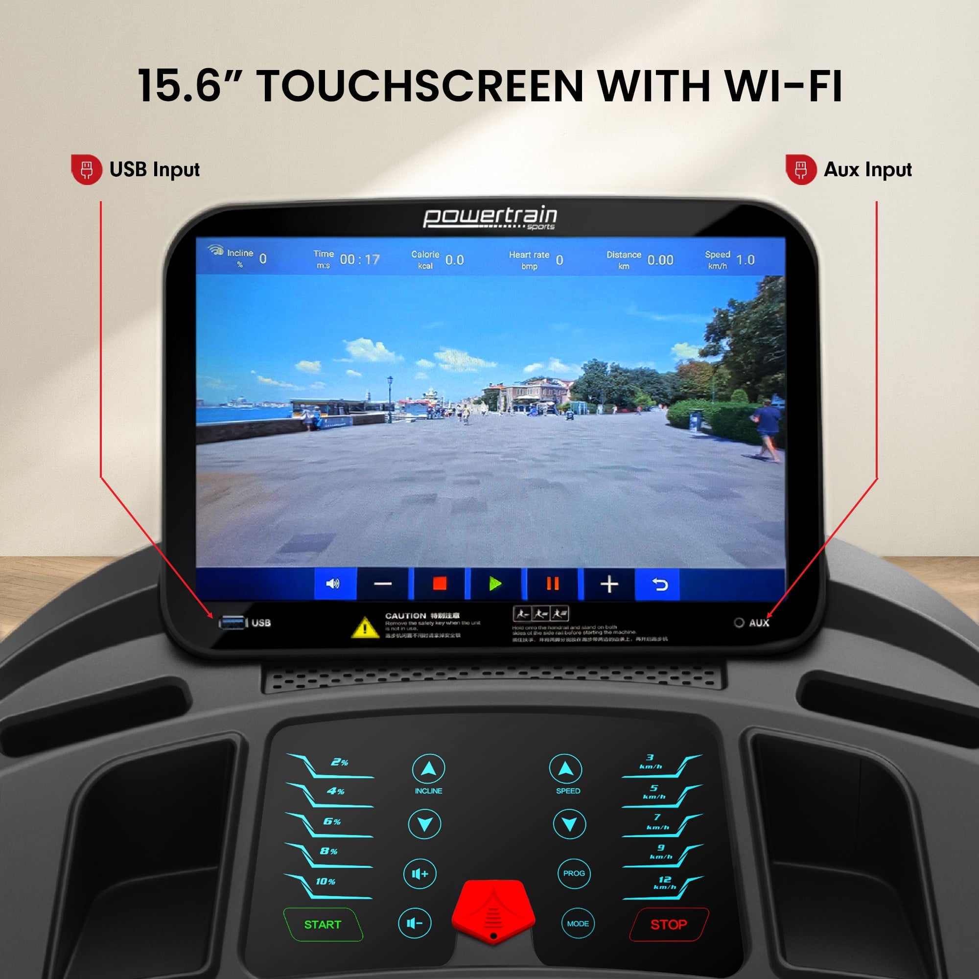 V1100 Treadmill 15.6" Touchscreen WiFi Auto-Incline