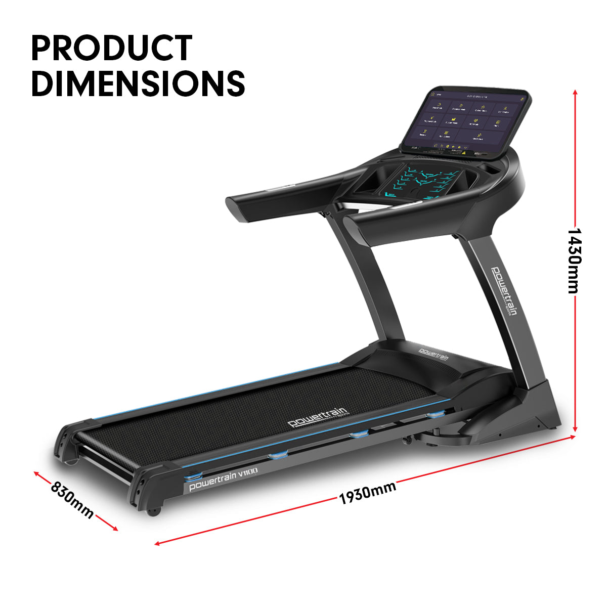 V1100 Treadmill 15.6" Touchscreen WiFi Auto-Incline