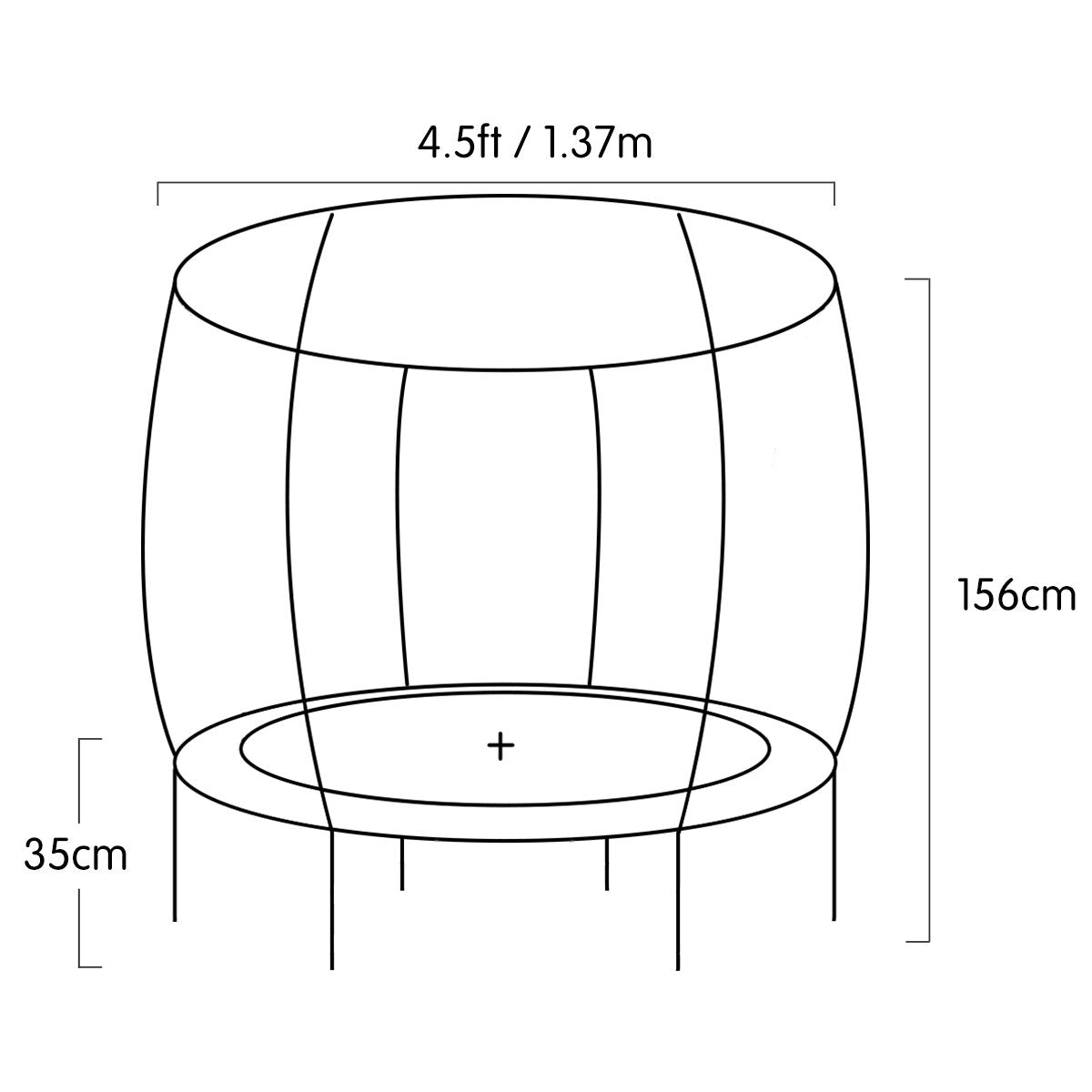 4.5ft Kids Trampoline w/ Safety Net, Steel Frame - Kahuna