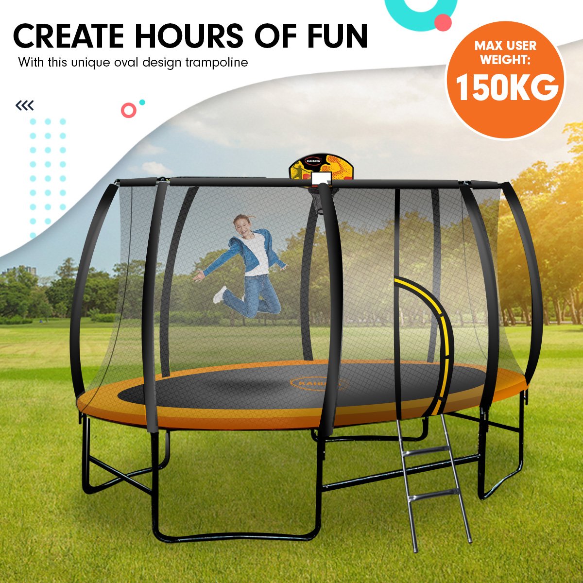 Kahuna 8x14ft Oval Trampoline Outdoor Orange