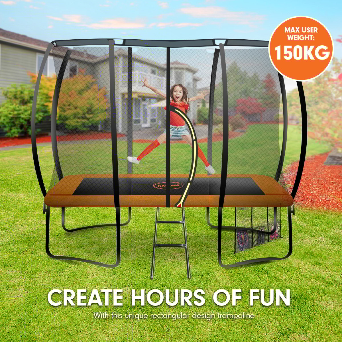 Kahuna 8x11ft Rectangular Trampoline Orange Safety Enclosure
