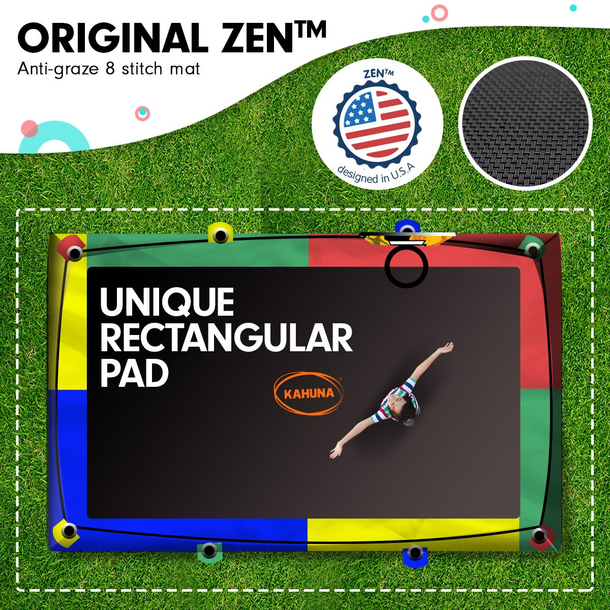 Kahuna 8x11ft Rectangular Trampoline Kids Rainbow Safety Net Ladder