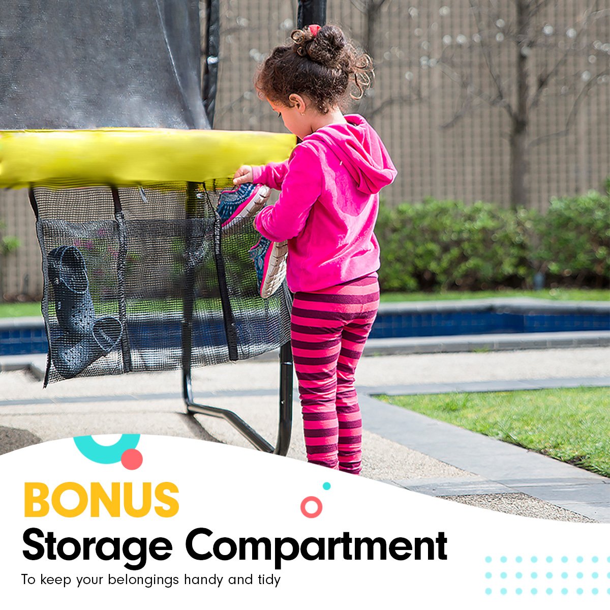 Kahuna 8x11ft Rectangular Trampoline Kids Rainbow Safety Net Ladder