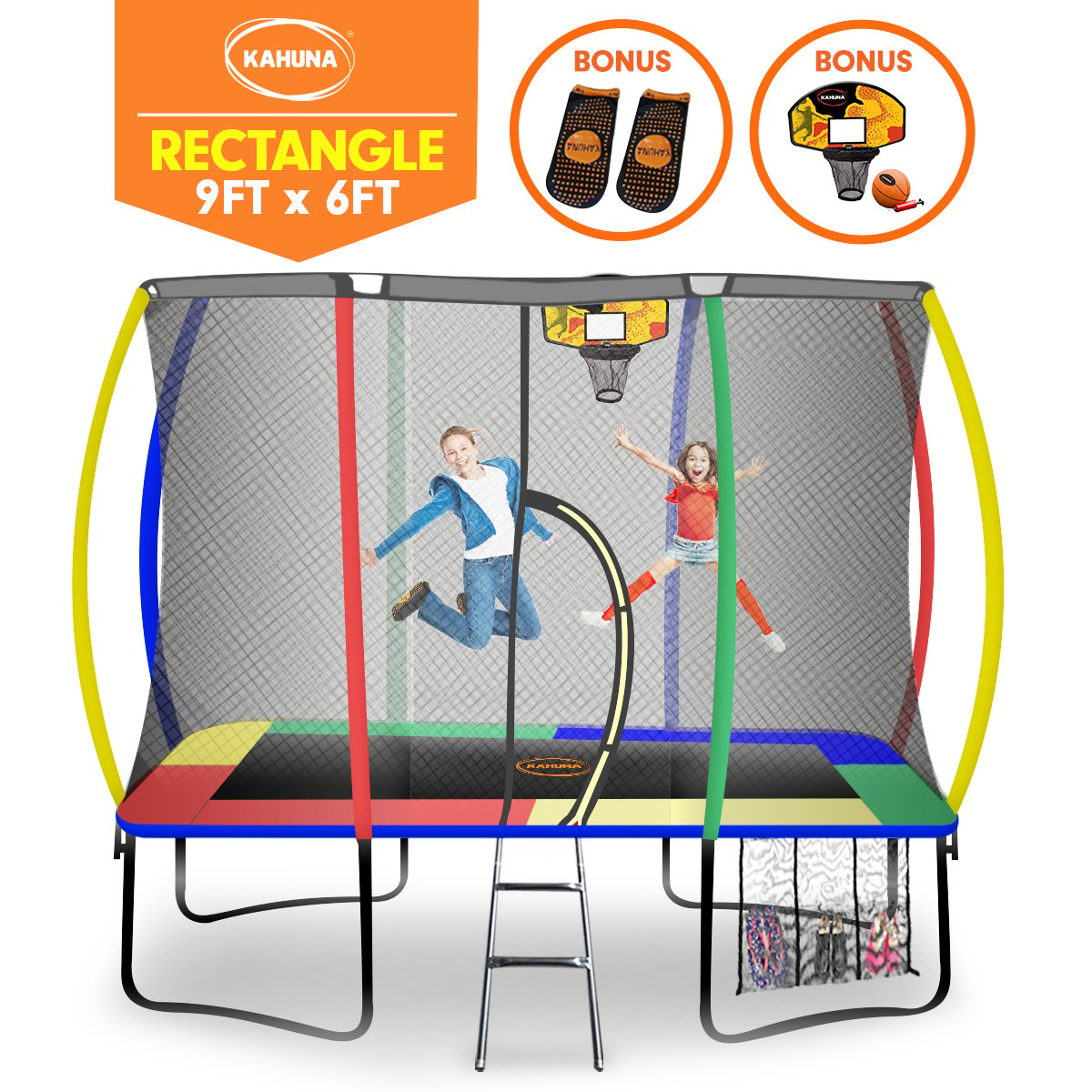 UV-Stabilised 6x9ft Rectangle Trampoline Set - Kahuna