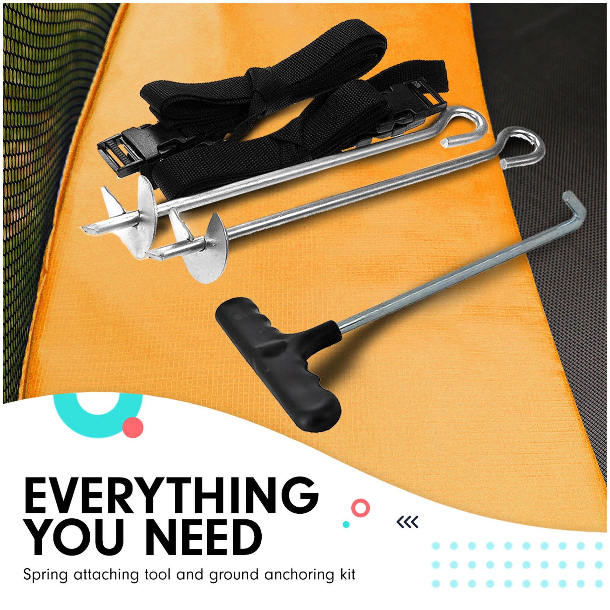 Kahuna 6 Ft X 9 Ft Rectangular Outdoor Trampoline With LED Basketball Set Orange