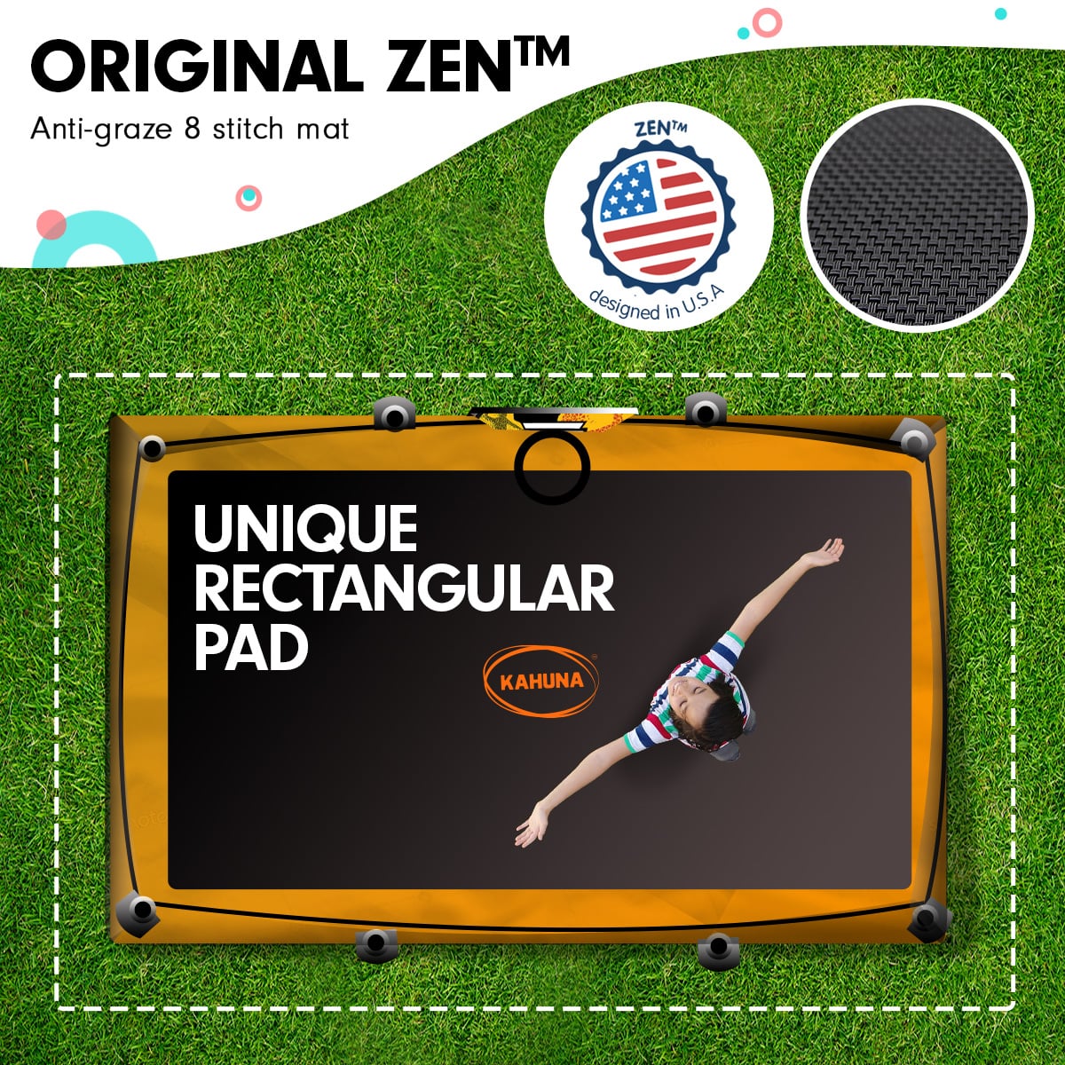 Kahuna 6 ft x 9 ft Rectangular Outdoor Trampoline with Basketball Set Rainbow