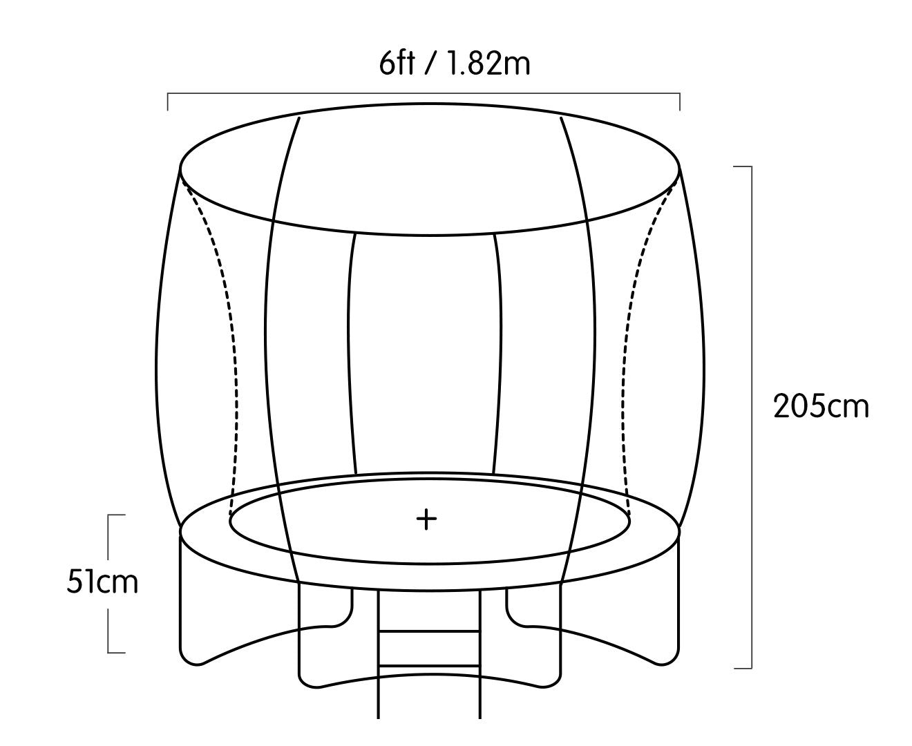 Heavy-duty 6ft Outdoor Trampoline + Safety Net & Ladder, Kahuna