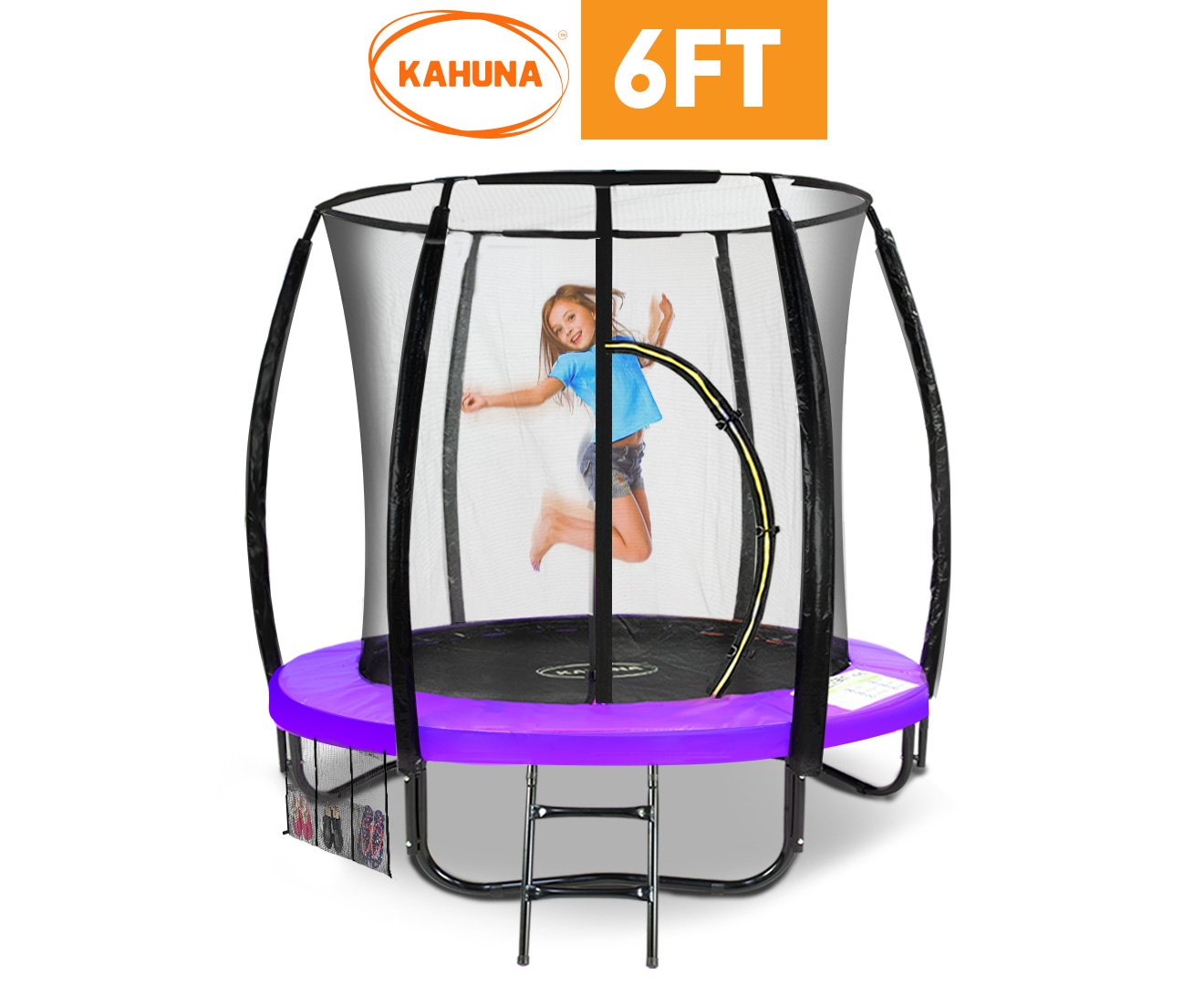 Heavy-duty 6ft Outdoor Trampoline + Safety Net & Ladder, Kahuna