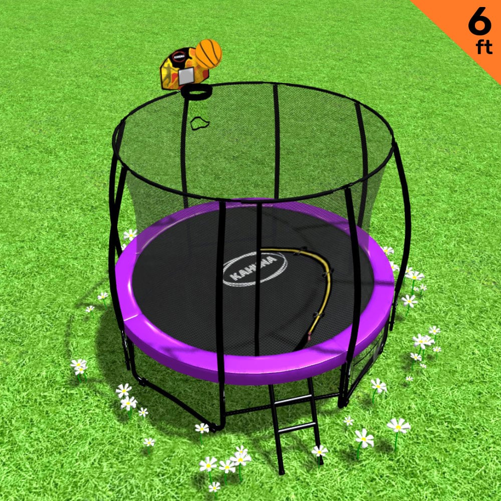 Heavy Duty 6ft Trampoline Set with Net & Basketball Kit Kahuna