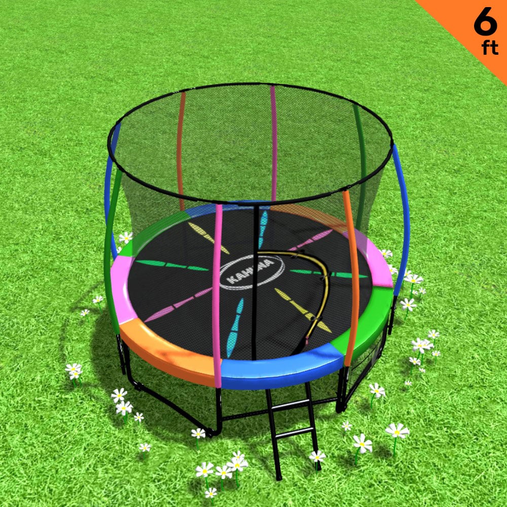 6ft Round Trampoline with Safety Net, UV Padding, Ladder - Kahuna