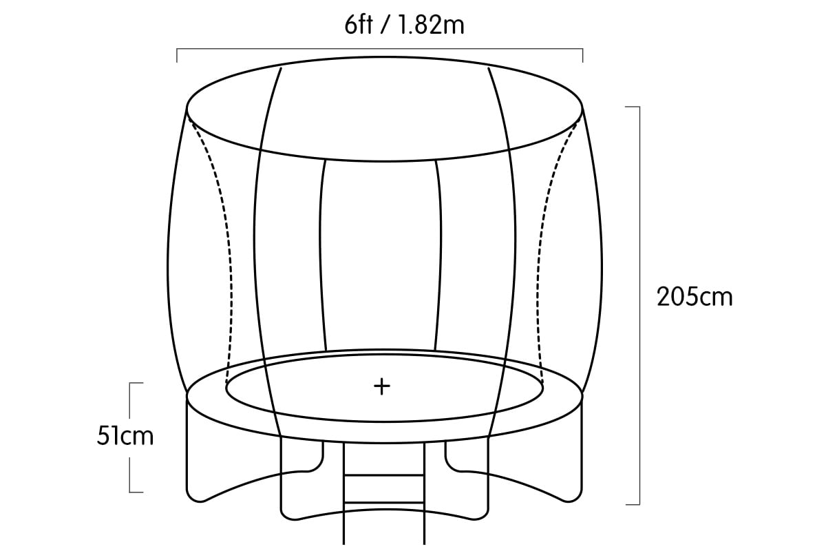 6ft Round Trampoline with Safety Net, UV Padding, Ladder - Kahuna