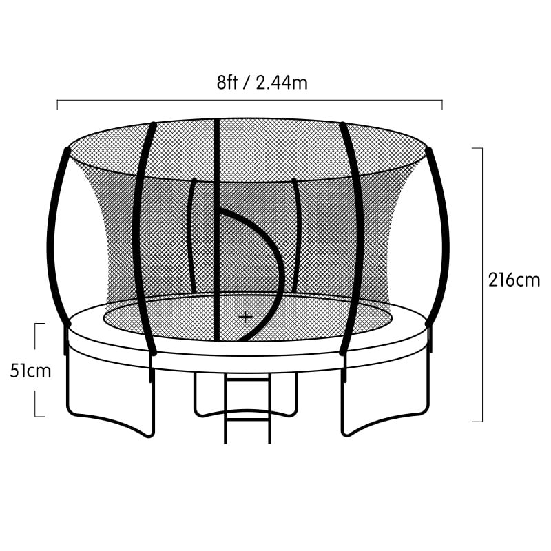 8ft Trampoline with Safety Net, Ladder, UV Pad - Kahuna