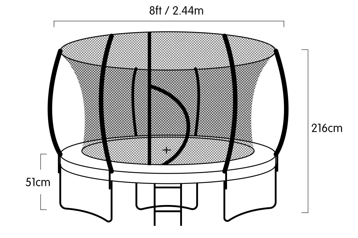 Heavy-Duty 8ft Trampoline with Safety Net, Mat & Ladder - Kahuna