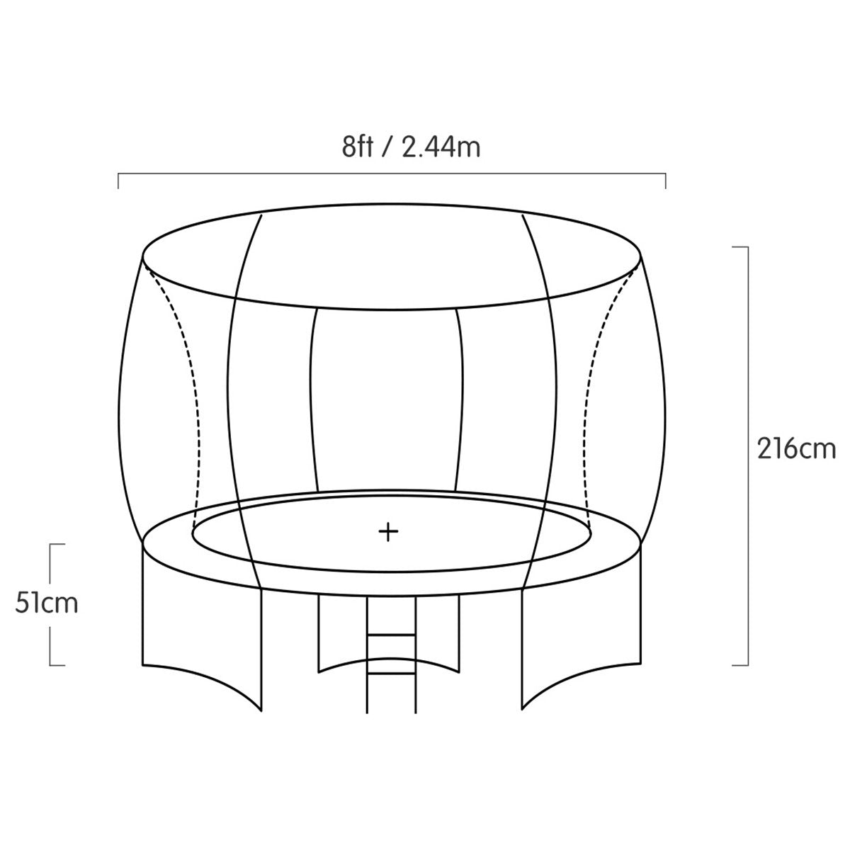 UV-Stabilised 8ft Orange Trampoline with Safety Net & Basketball Set - Kahuna