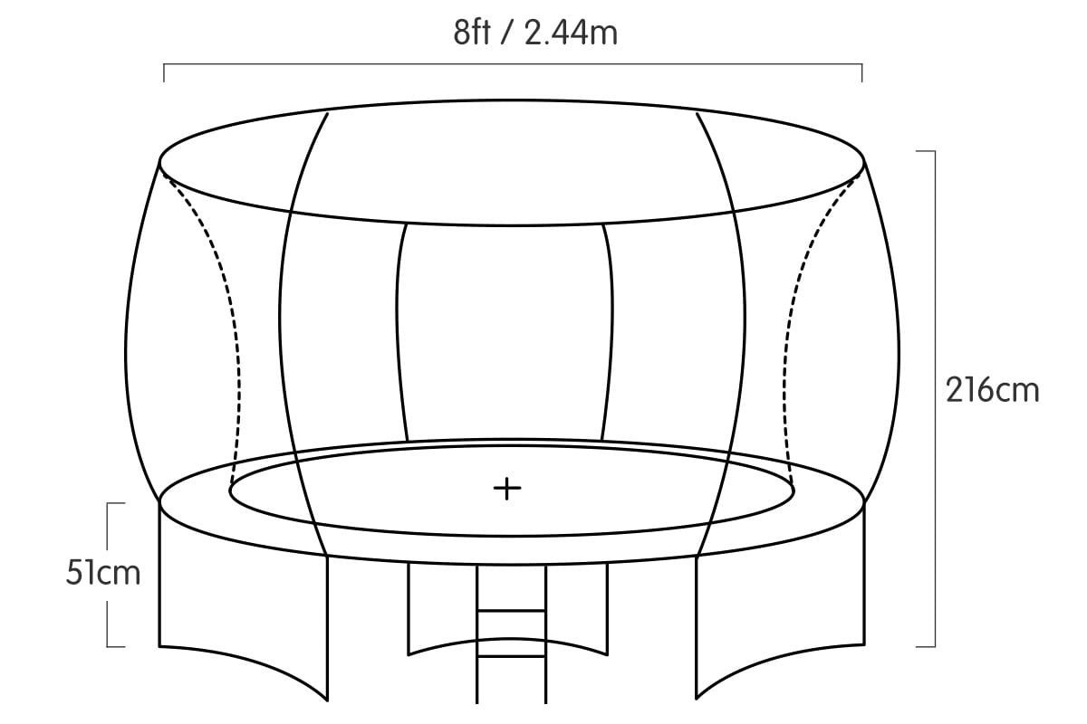 8ft Trampoline UV-Safety Net, Steel Frame with Ladder - Kahuna