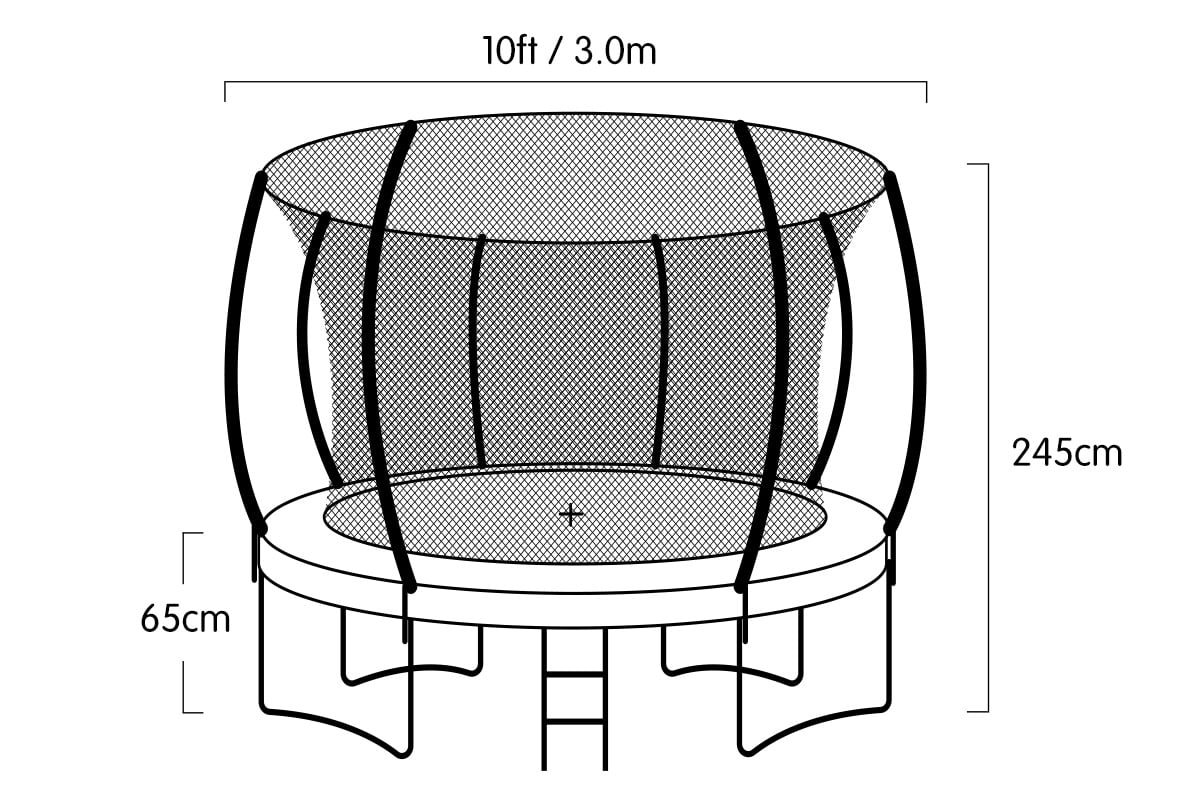 Heavy Duty 10ft Trampoline with Ladder, Safety Net | Kahuna