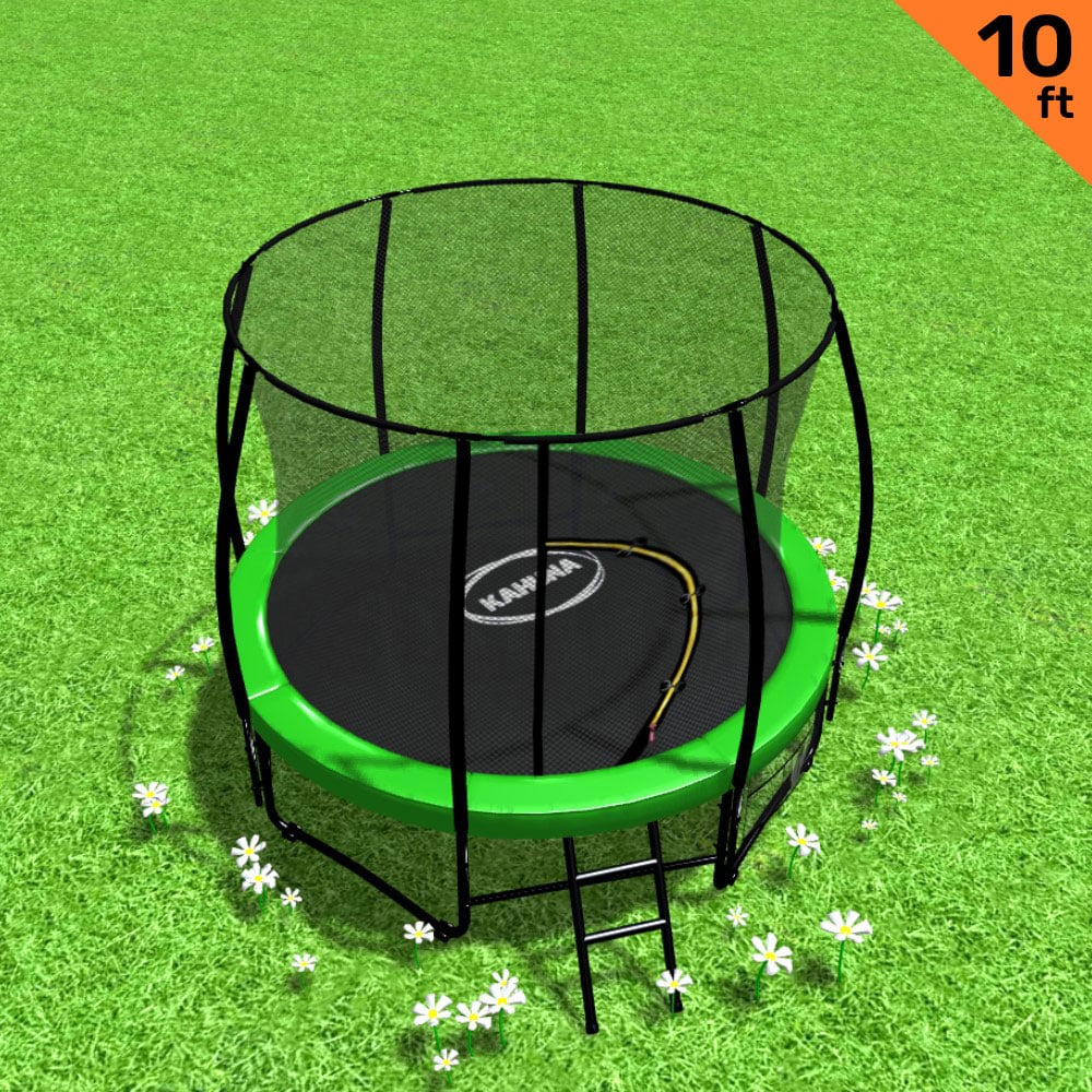 Heavy-Duty 10ft Trampoline w/ Safety Net, Ladder, UV Padding - Kahuna