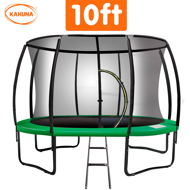 Heavy-Duty 10ft Trampoline w/ Safety Net, Ladder, UV Padding - Kahuna