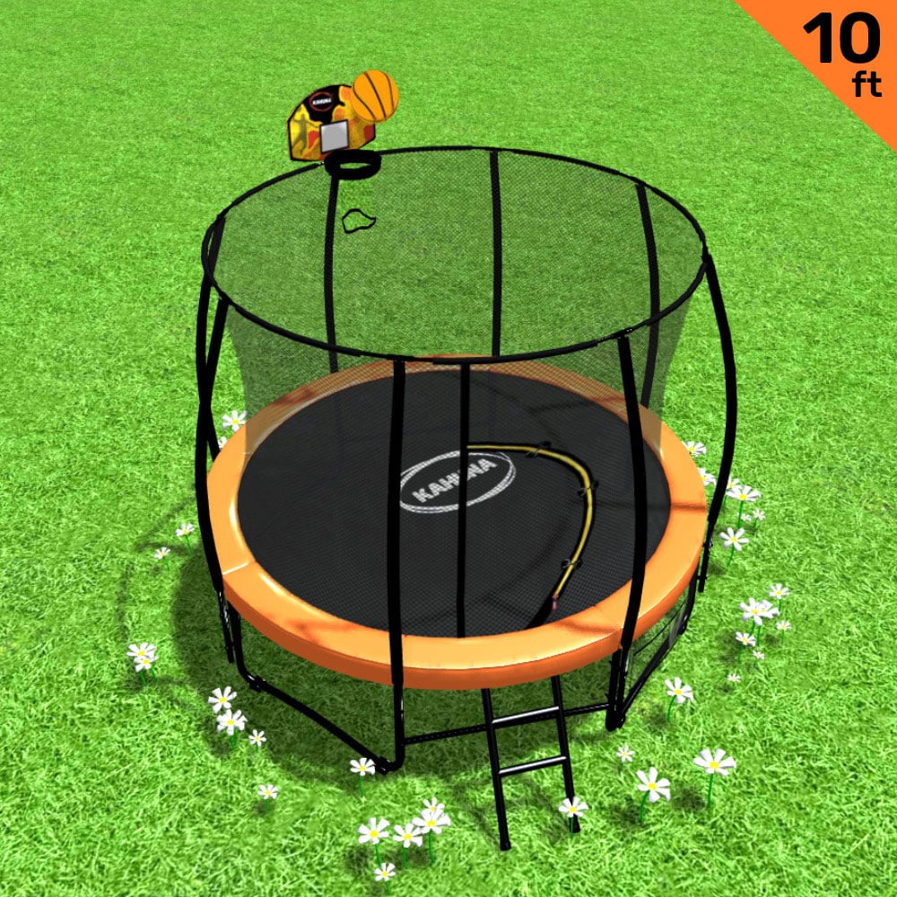 10ft UV-Stabilised Kids Trampoline with Basketball Set - Kahuna