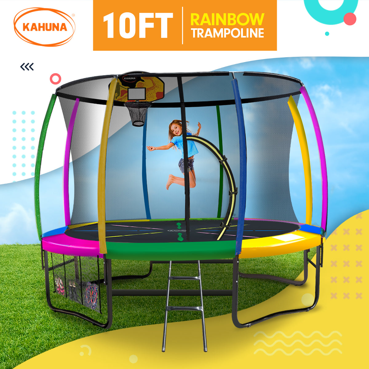 Heavy Duty 10ft Outdoor Trampoline With Basketball Set