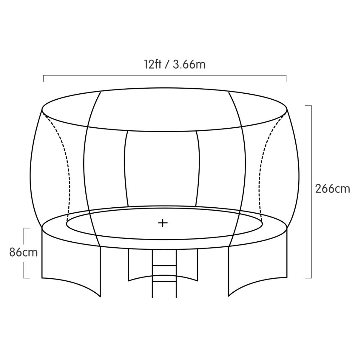 UV-Stabilised 12ft Trampoline, Heavy-Duty Frame, Safety Net - Kahuna