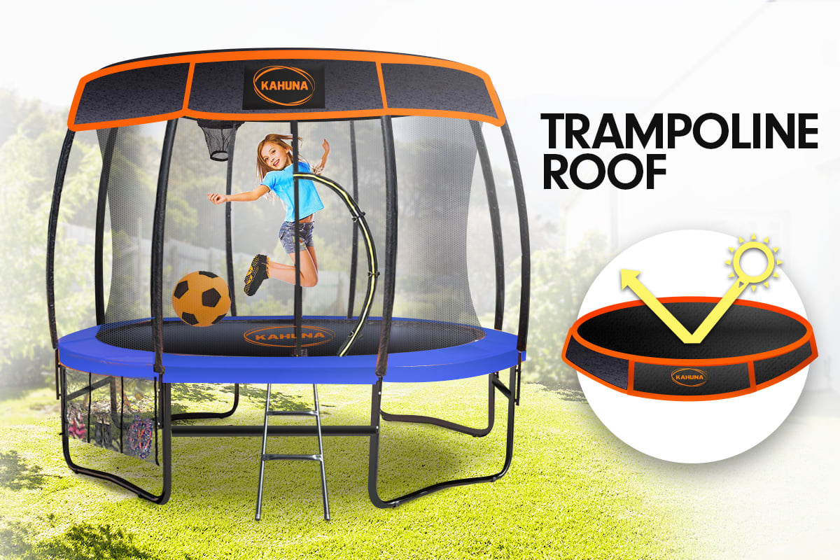 14ft Durable Outdoor Trampoline w/ Safety Net, Hoop, Ladder - Kahuna