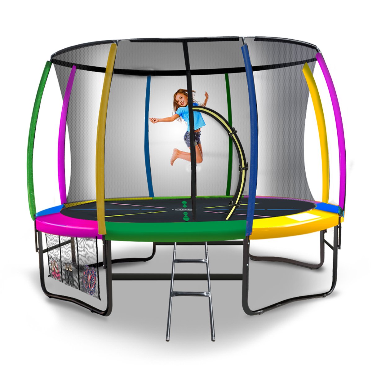 Heavy Duty 14ft Trampoline, Safety Net, Ladder, UV Pads - Kahuna