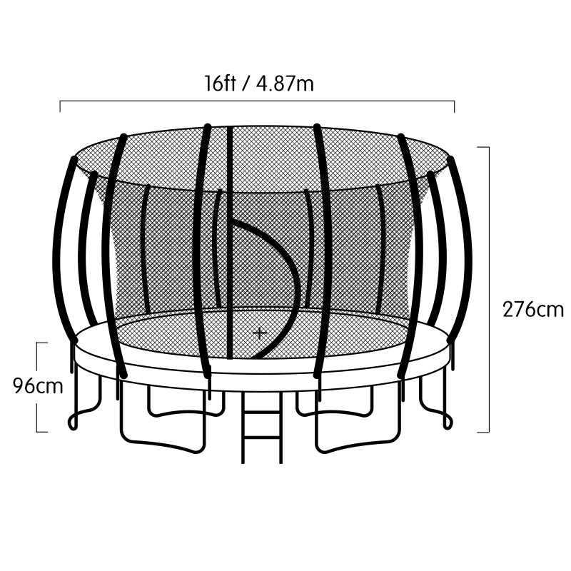 Heavy Duty 16ft Trampoline with Net & Ladder Kahuna