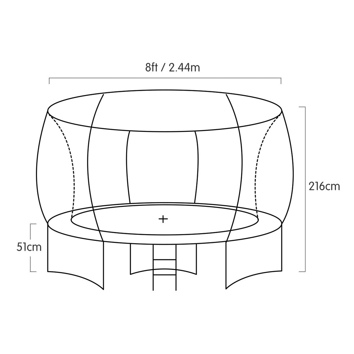 8ft Springless Trampoline Round UV Proof Safety Net Pad - Kahuna