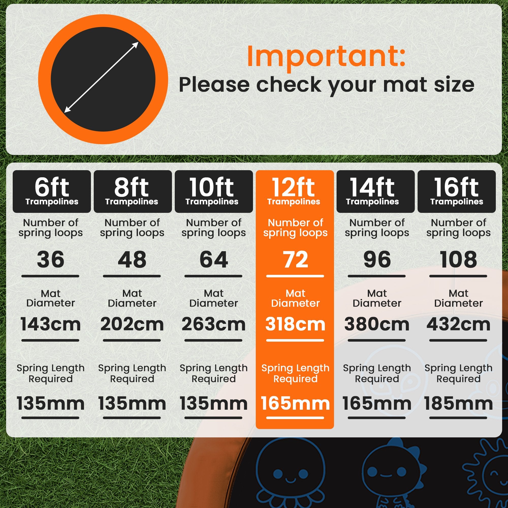 Kahuna 12ft Replacement Trampoline Jumping Mat - Emoji