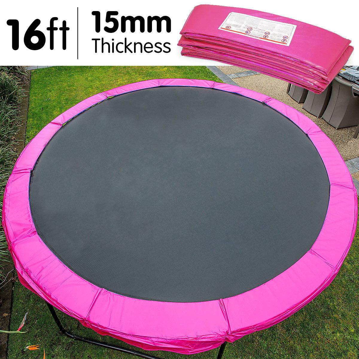 UV Proof PVC 16ft Trampoline Safety Pad - Pink by Powertrain