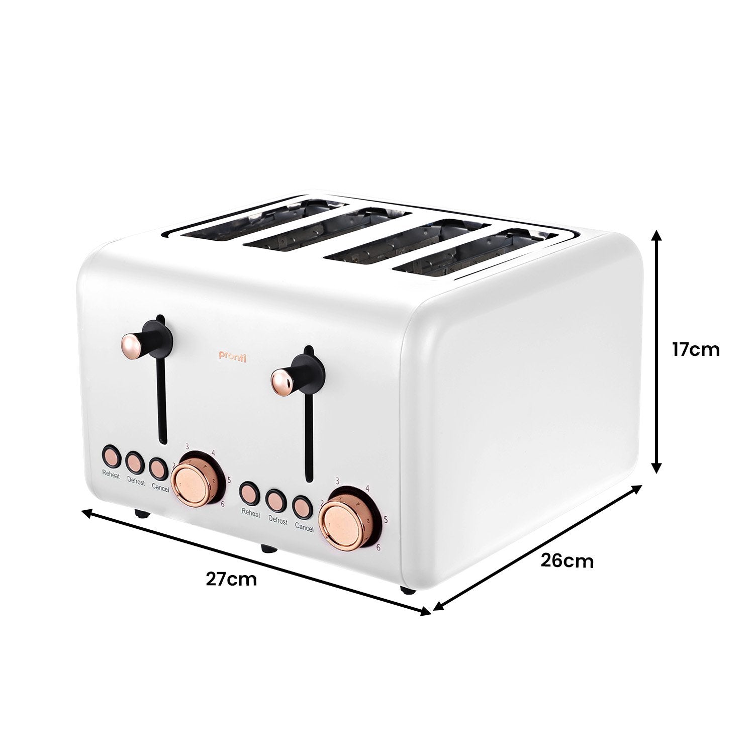 Stainless Steel 4-Slice Toaster w/Rose Gold Trim, 6 Settings