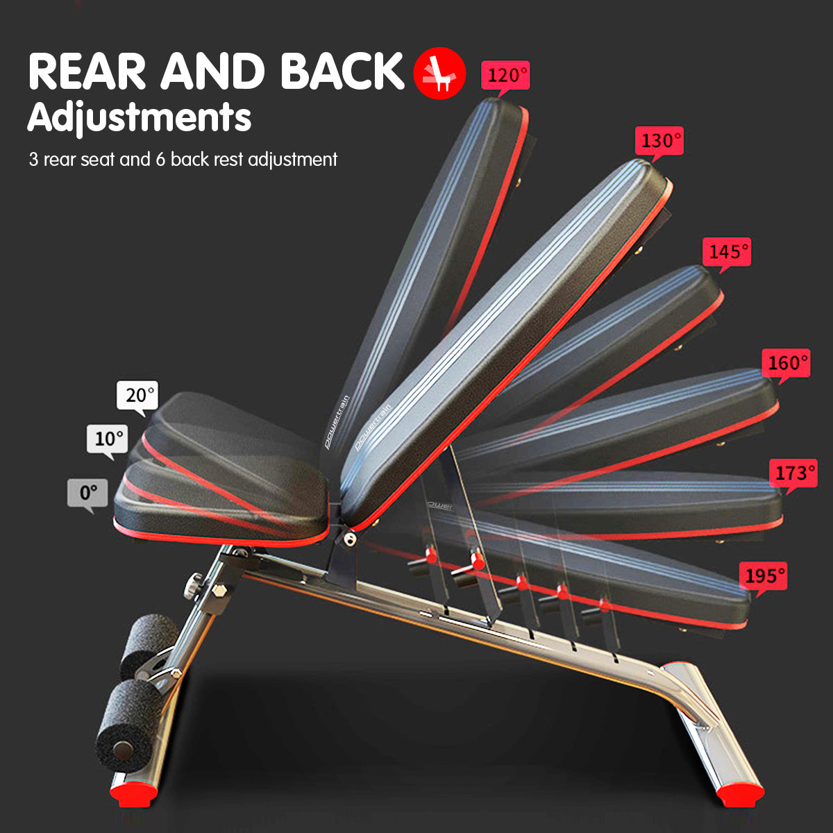 Heavy Duty Adjustable Incline-Decline Gym Bench 250KG Load PowerTrain