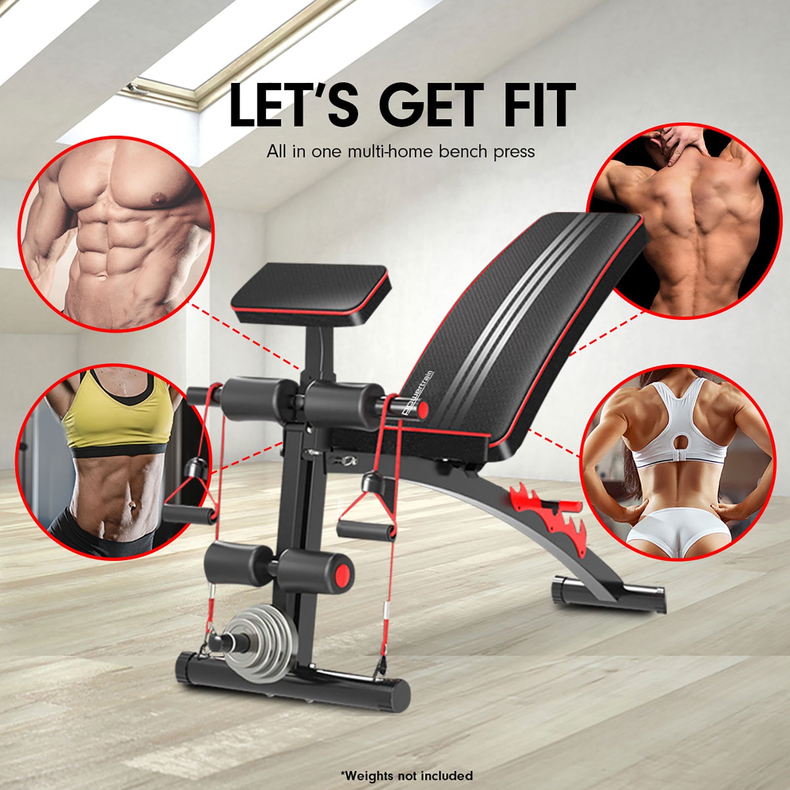 Adjustable FID Gym Bench, Preacher Curl Pad, 150kg Load