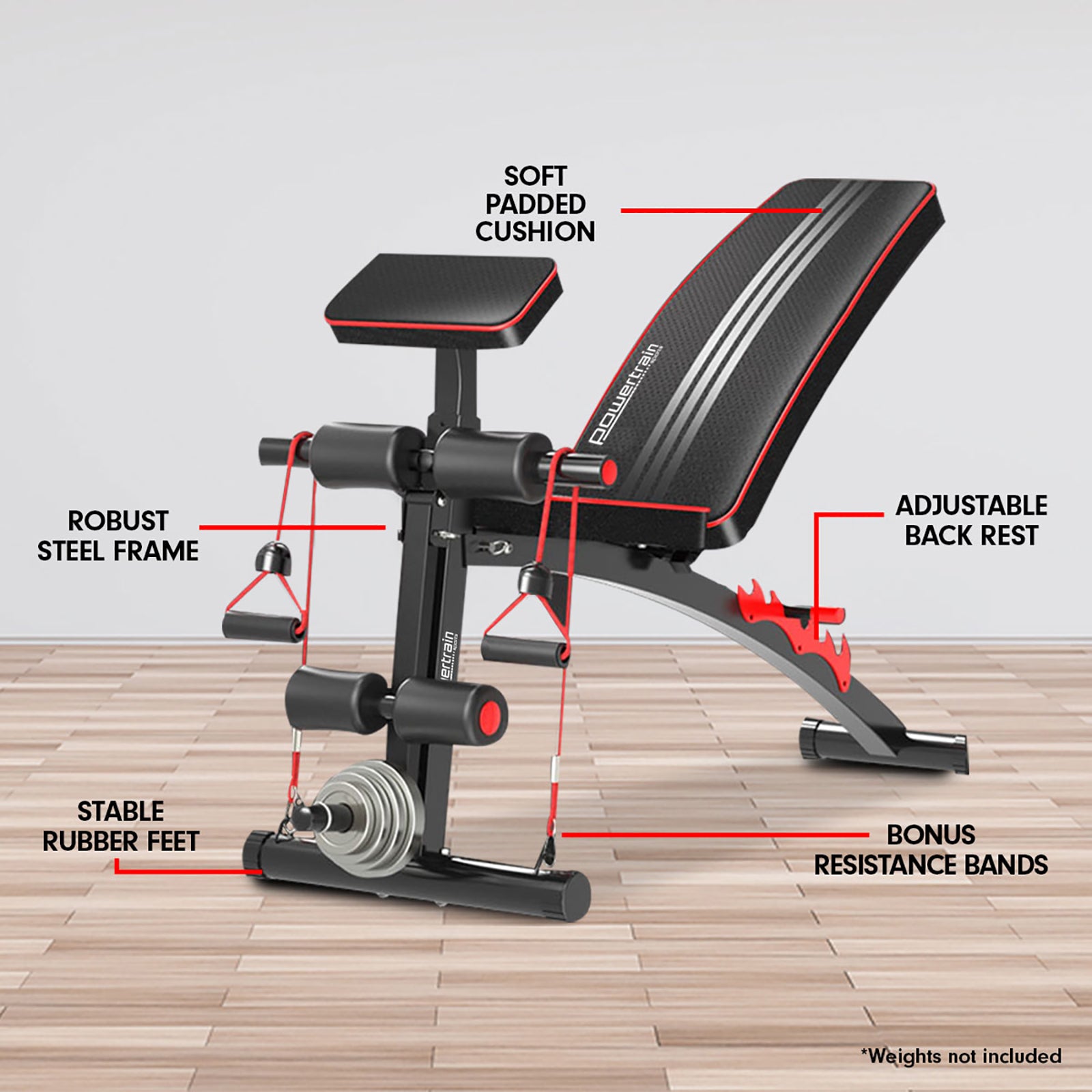 Adjustable FID Gym Bench, Preacher Curl Pad, 150kg Load