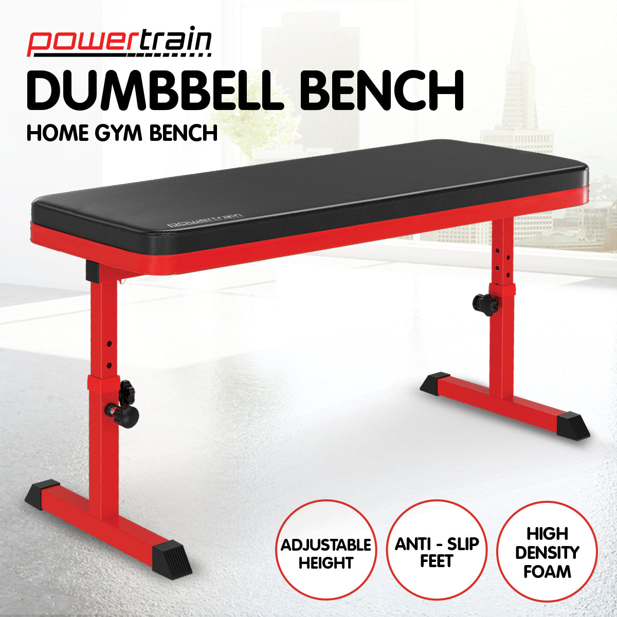 Height-Adjustable Weight Bench, 100kg Capacity, Steel Frame