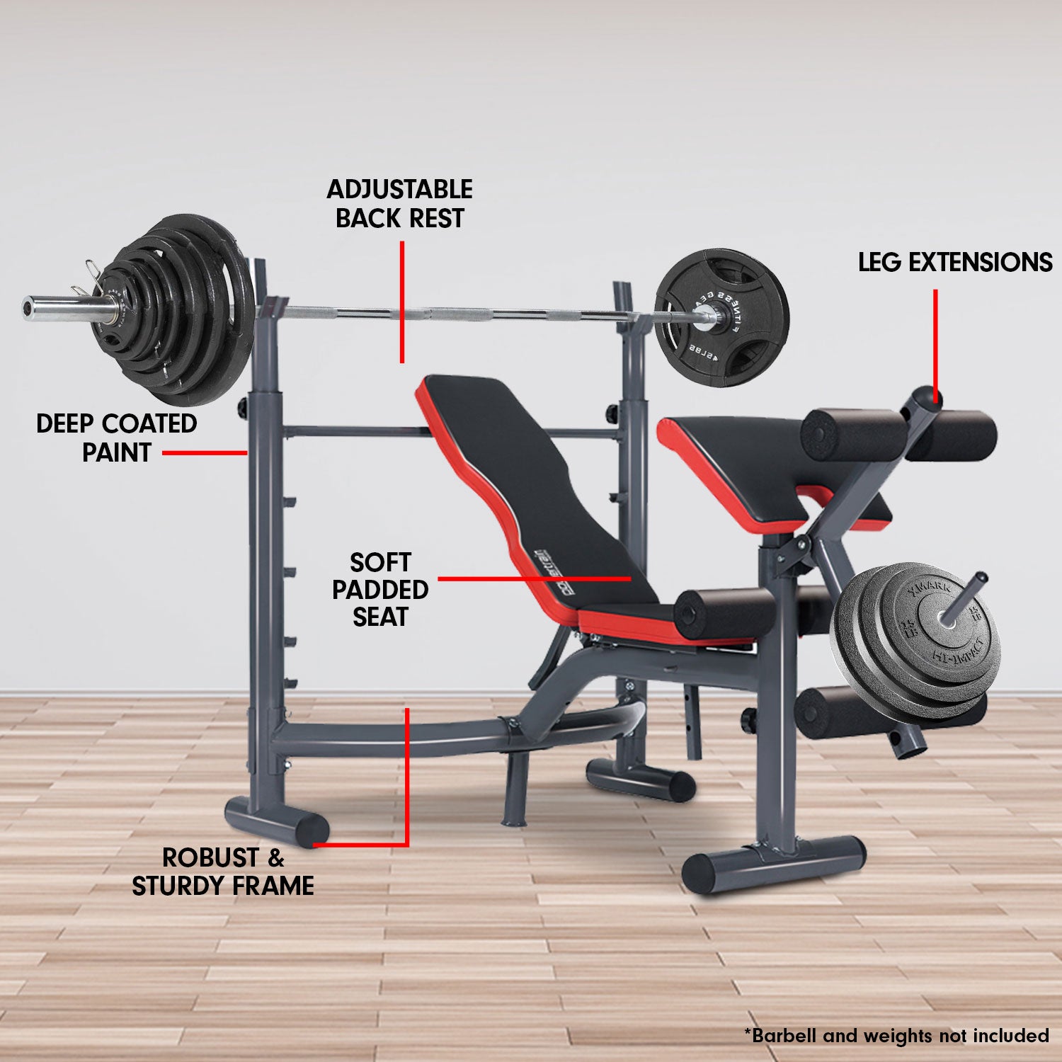 Adjustable Multi-Level Weight Bench Press, Curl Station