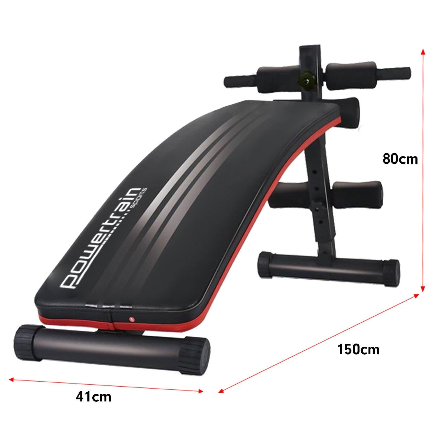 Adjustable Incline Sit-Up Bench, Padded Rollers - Powertrain