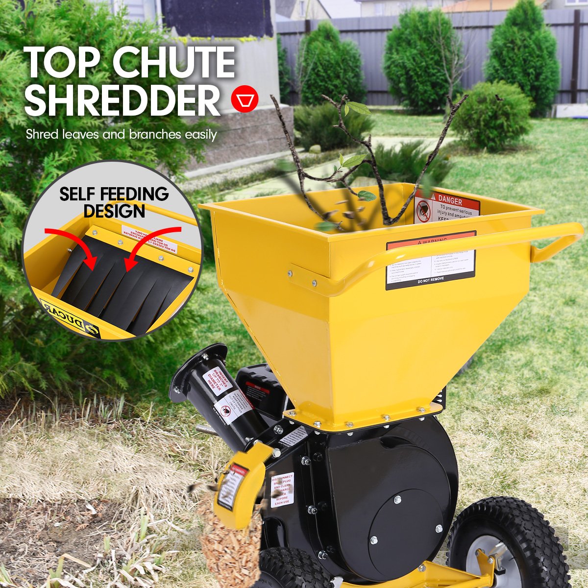 8HP Wood Chipper Shredder Mulcher OHV 4-Stroke 212cc - Ducar