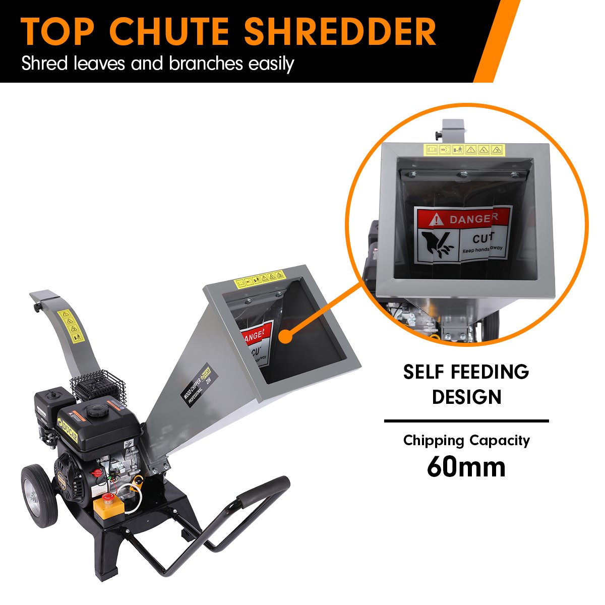 Powerful 212cc Wood Chipper Shredder Mulcher 7HP Ducar