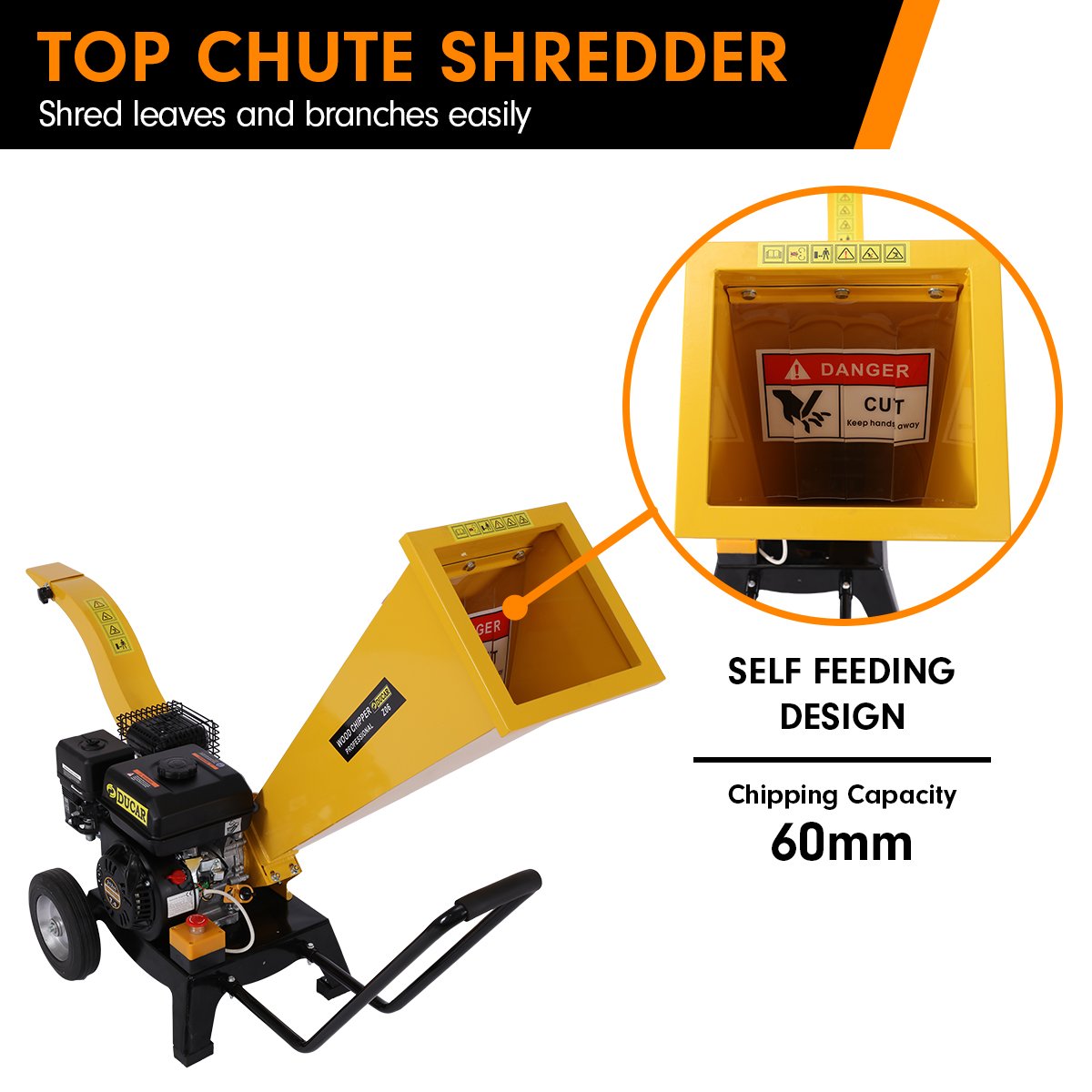 7HP 212cc Wood Chipper Shredder Mulcher 3600 RPM Ducar