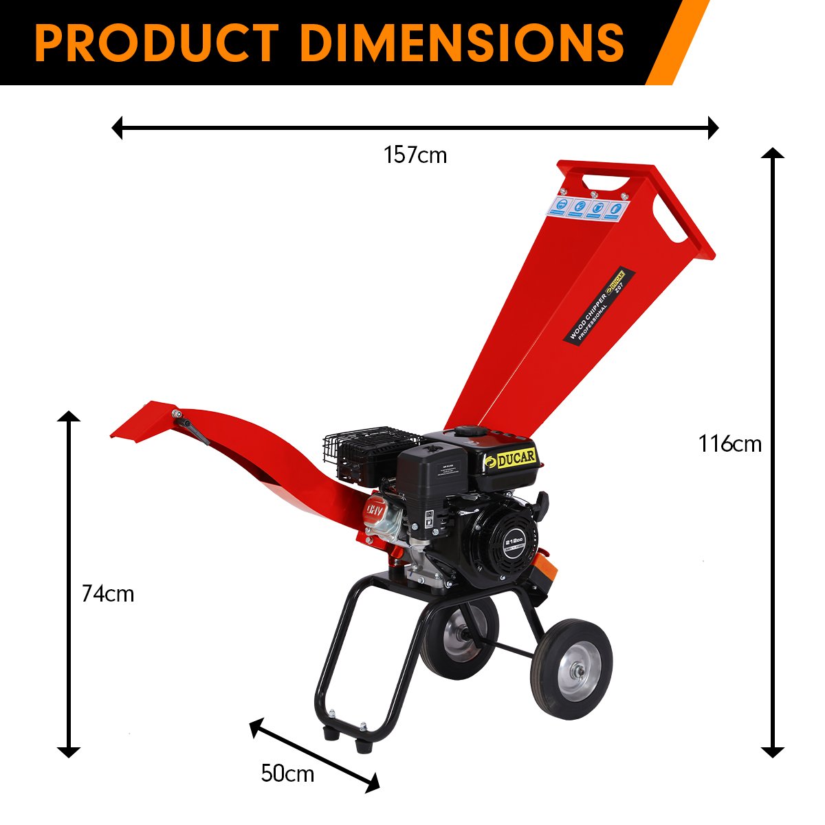 7HP OHV Wood Chipper Shredder, 212cc Engine, Ducar