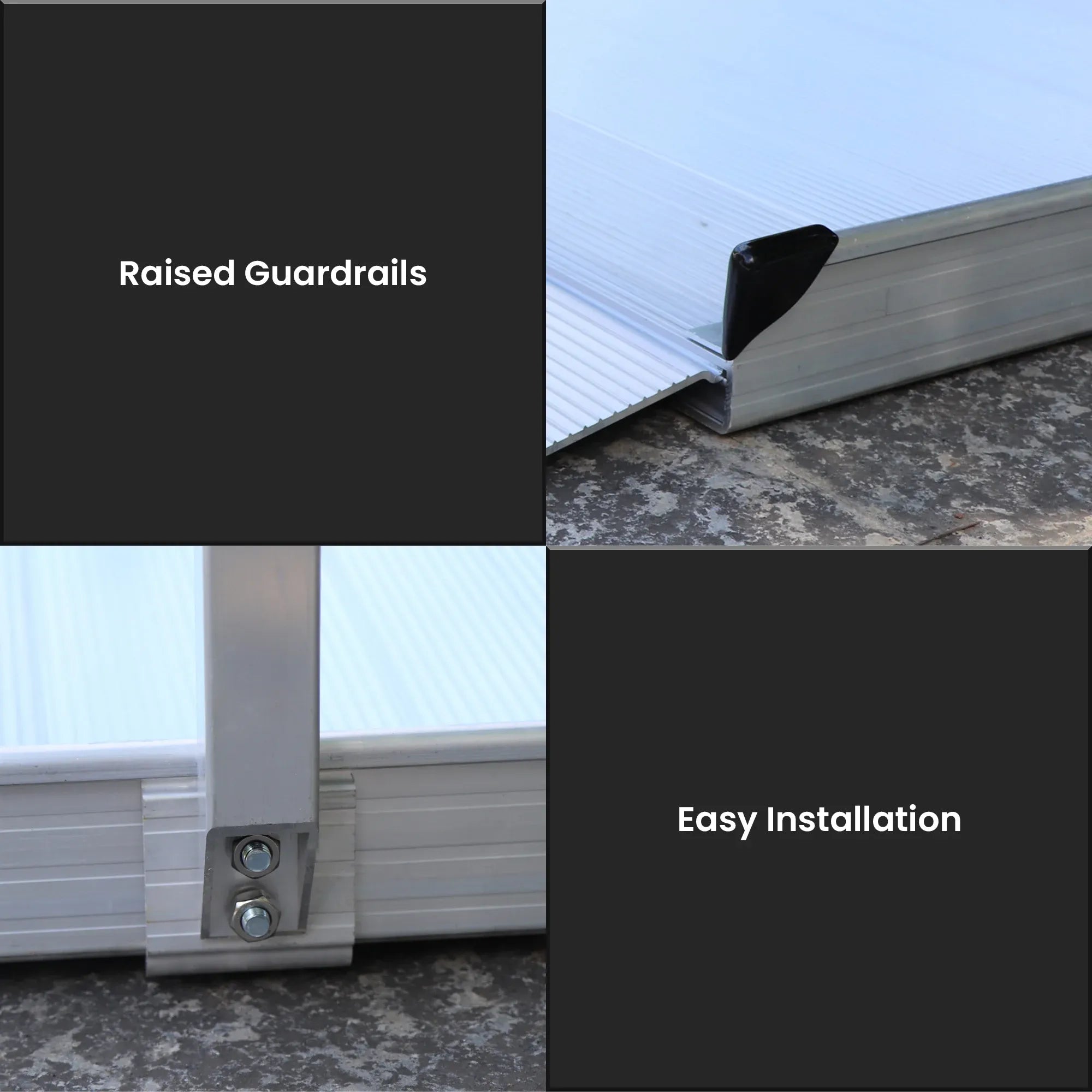 Kartrite 6ft Aluminium Wheelchair Ramp with Handrails 386kg Capacity 72cm Width