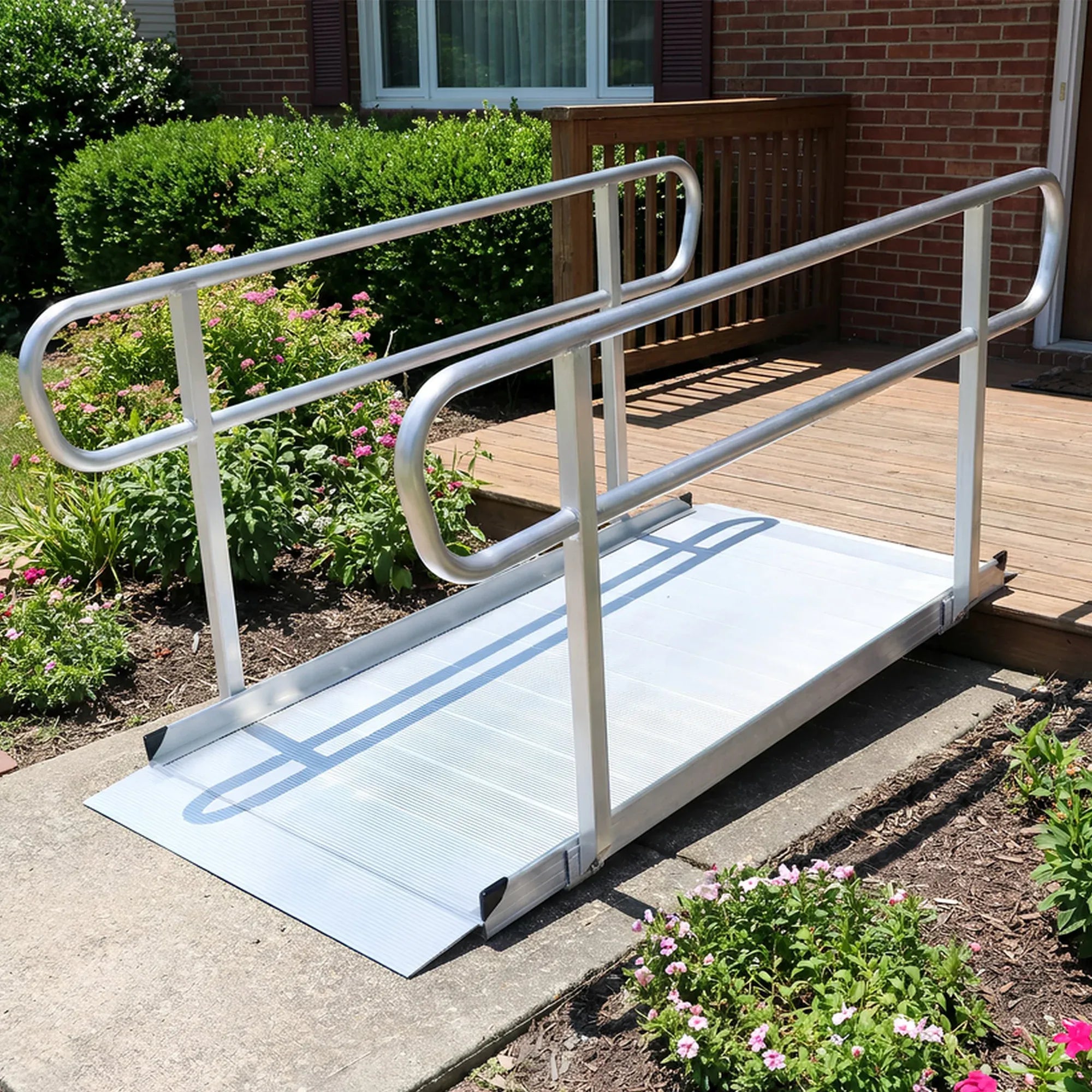 Kartrite 6ft Aluminium Wheelchair Ramp with Handrails 386kg Capacity 72cm Width