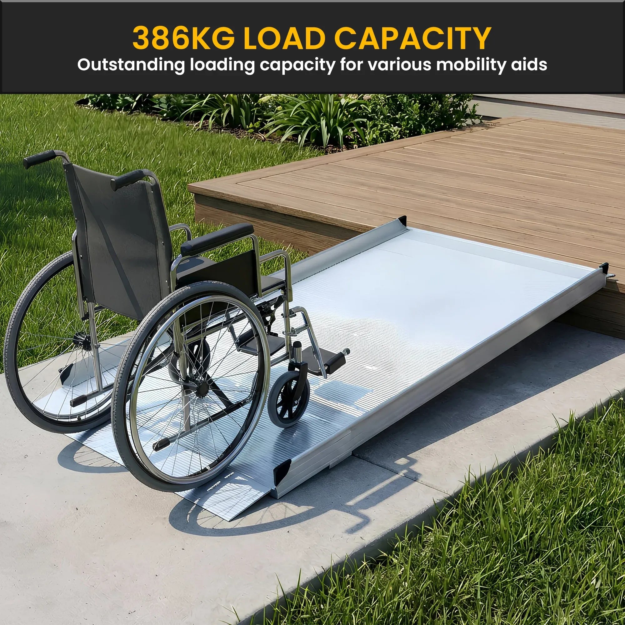 Kartrite 6ft Aluminium Wheelchair Ramp Non Slip Surface 386kg Capacity